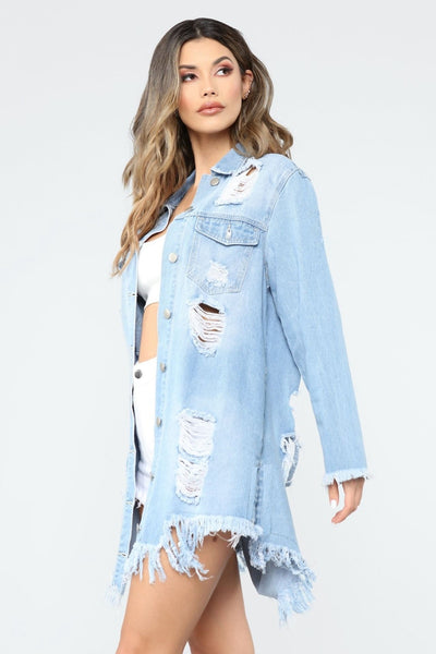 2020 Fashion Autumn Sexy Hole Tassel Female Demin Jeans Jacket Women Loose Long Jacket Outerwear Coat Casaco Feminino Streetwear