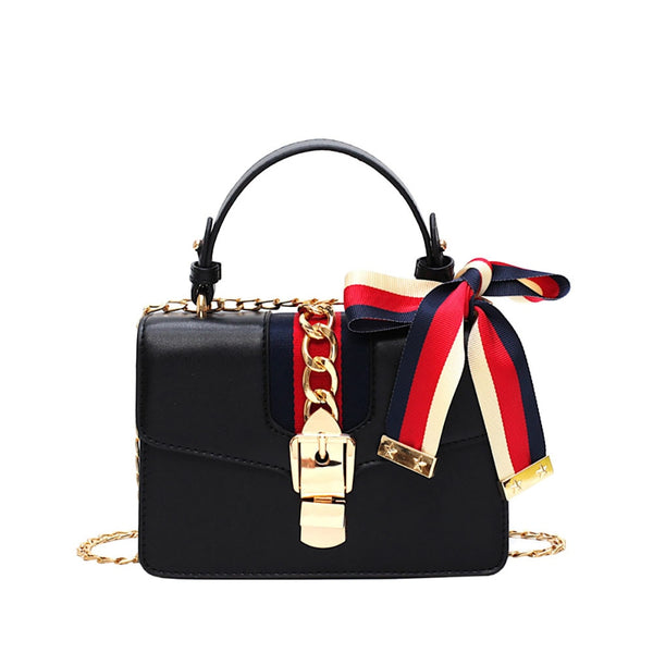 Ribbons PU Leather Women Handbags Chains Purses And Handbags Female Small Shoulder Bag Shopping Outdoor Crossbody Bags For Women
