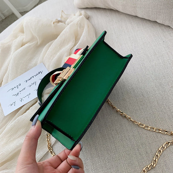 Ribbons PU Leather Women Handbags Chains Purses And Handbags Female Small Shoulder Bag Shopping Outdoor Crossbody Bags For Women