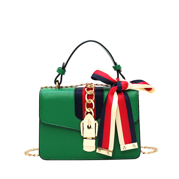 Ribbons PU Leather Women Handbags Chains Purses And Handbags Female Small Shoulder Bag Shopping Outdoor Crossbody Bags For Women