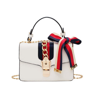 Ribbons PU Leather Women Handbags Chains Purses And Handbags Female Small Shoulder Bag Shopping Outdoor Crossbody Bags For Women
