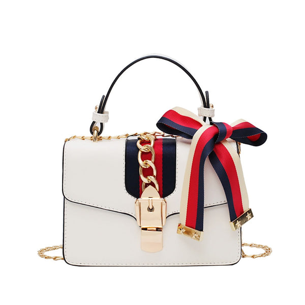 Ribbons PU Leather Women Handbags Chains Purses And Handbags Female Small Shoulder Bag Shopping Outdoor Crossbody Bags For Women